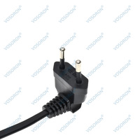 Kabel Ekstensi EU CEE7/16 90 Derajat, Colokan Jantan ke Betina, Output Ganda 2 Arah 2 in 1, Kabel Pemisah Daya 2 Cabang Eropa