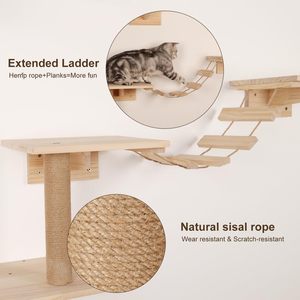 Solid Wood Wall <b>Mounted</b> Cat Climbing <b>Frame</b> Cat Jumping Platform Wall Cat Toy - Product Image 5