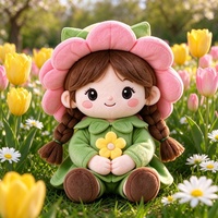 Poupée en peluche personnalisée Fille à Fleurs, Peluche Tressée Douce pour Fille, Vente en Gros OEM ODM, Logo Personnalisé pour Cadeaux d'Enfants et Cadeaux Promotionnels