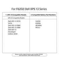 F62G0 Penggantian Baterai Baru untuk Dell Inspiron 13 7000 2-in-1 Seri 7373 7370 7380 7386 5370 039DY5 P83G P83G001 P83G002 P87G
