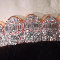 Nouveau design Cœur avec Moissanite taille émeraude VVS, Grillz dentaires personnalisés Hip Hop en Argent Sterling 925, Moissanite éblouissante