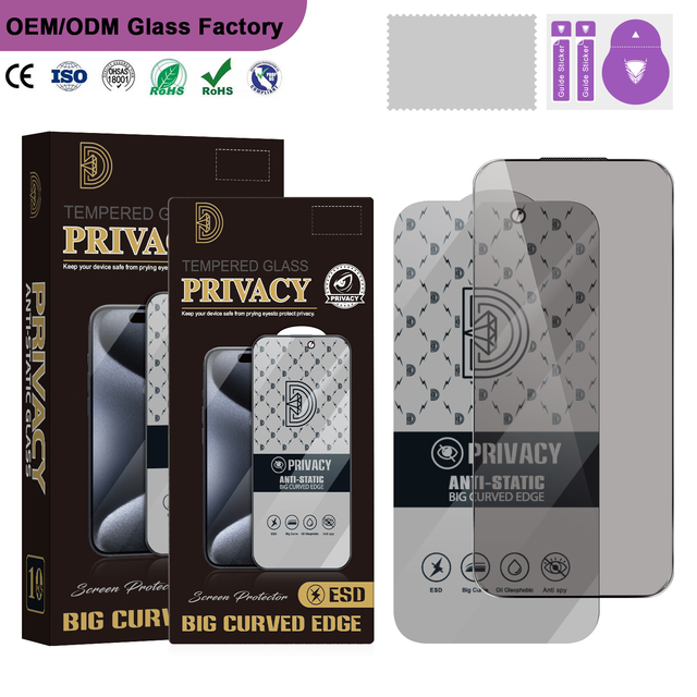 KA-W04 Golden Diamond 9H Anti-Spy Anti-Static Tempered Glass Ten-in-One Box Package Mobile Screen Protector for All Model Phones
