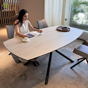 Base di metallo rettangolare espandibile multifunzionale sinterizzato pietra <span class=keywords><strong>tavolo</strong></span> Deluxe <span class=keywords><strong>marrone</strong></span> <span class=keywords><strong>tavolo</strong></span> da pranzo Set 6 posti con <span class=keywords><strong>sedie</strong></span> - Product Image 2