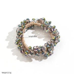 Serre-tête coréen en perles de cristal, design géométrique rétro avec perles colorées, cordon pour cheveux - Product Image 2