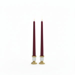 Premium Burgundy Paraffin Wax <b>Taper</b> <b>Candles</b> Set 2 Handmade Smokeless Unscented for Holiday Home Decor - Product Image 3
