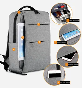 Wasserdicht USB-Laden Laptops Rucksack, Business-Laptop-Tasche mit kunden definiertem Logo, kostenlose Probe, 15.6 Zoll