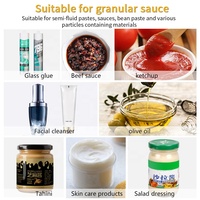 Machine de remplissage de beurre de cacahuètes avec trémie mélangeuse et doseur à piston pneumatique pour pâtes de noix, tahini, pâte à tartiner au chocolat, confiture et miel