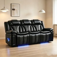 Canapé inclinable électrique en cuir de luxe Frank Factory Direct avec éclairage LED et porte-gobelets pour home cinéma