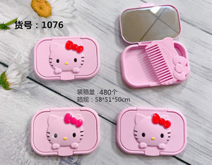 <span class=keywords><strong>Espejo</strong></span> de Maquillaje Compacto de Plástico Rosa con Diseño de KT, <span class=keywords><strong>Espejo</strong></span> de <span class=keywords><strong>Bolsillo</strong></span> Plegable de Una Sola Cara con Peine para Niños, Adornos de Viaje - Product Image 6