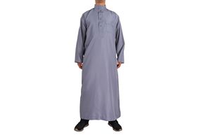 Vente en gros de robes traditionnelles musulmanes pour hommes, couleur unie, style Moyen-Orient, Dubaï, Daffah Thobe, Abaya, vêtements islamiques - Product Image 4
