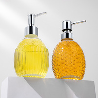 Distributeur de savon liquide en verre transparent de haute qualité 350 ml pour salle de bain d'hôtel, flacon rechargeable vide pour lavage des mains