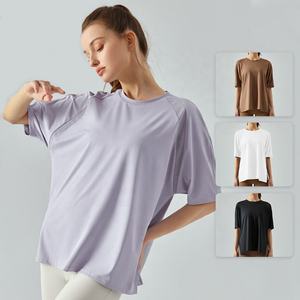 Camiseta Deportiva de Manga Corta para Mujer, con Logotipo Personalizado OEM, Transpirable, Agradable al Tacto, Espalda en U Profunda, Abertura Lateral - Product Image 6