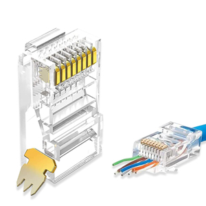Connettore Modulare <span class=keywords><strong>RJ45</strong></span> PUXIN CAT5 CAT6 UTP Non Schermato per Cavo Ethernet 8P8C Pass-through per Uso Domestico e Ufficio - Product Image 1