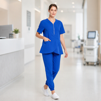Ensemble de blouses médicales pour femmes à demi-zip et ourlet tulipe, pantalon jogger extensible 4 directions, uniforme médical, blouses d'infirmière, logo personnalisé