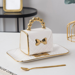 Creative Elegant Light Luxury 12oz Ceramic <b>Mug</b> <b>Set</b> with Saucer-Safe Hot Beverage <b>Coffee</b>/Tea Cup - Product Image 4