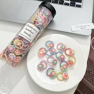 Pita rambut elastis bayi perempuan, aksesoris rambut Festival 2cm ikat rambut pita elastis 100 buah/botol - Product Image 5