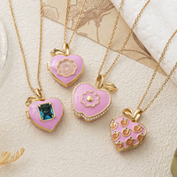 Collier pendentif pêche rose ouvrable cuivre résistant au ternissement Style doux mode pendentif colliers en gros