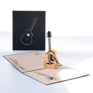 Cartão de aniversário exclusivo de guitarra 3D pop-up para companheiro de classe, amigo, formatura, obrigado