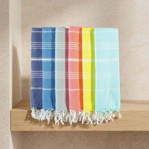 Toalla de Playa a Rayas de Algodón ORCHID con Flecos, Multicolor, Tejida, Hamam Peshtemal, Ecológica, Orgánica, para Uso Deportivo - Product Image 1