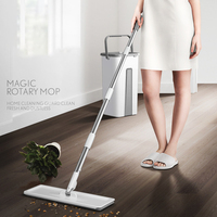 Tampons en microfibre réutilisables DS2398 pour le nettoyage des sols en bois dur, serpillière plate et seau avec essoreuse