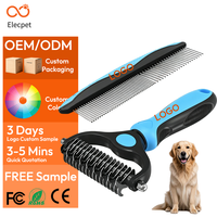 Brosse de toilettage pour animaux Elecpet, ensemble 2 en 1, brosse professionnelle double face pour éliminer les nœuds et les boucles pour chat et chien