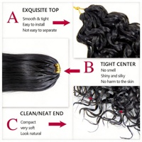 Extensions de cheveux naturels ondulés au crochet, effet plume invisible, légères et réutilisables pour femmes, noir naturel