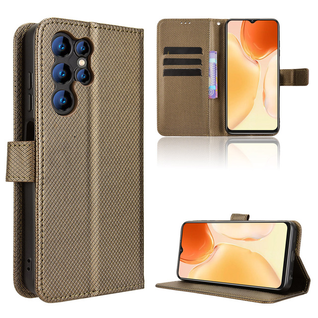 Luxury Diamond Pattern PU Leather Flip Case Cover Shell with Hand Strap Card Holder Wallet Book Phone Case for Oukitel C1/C1 Pro