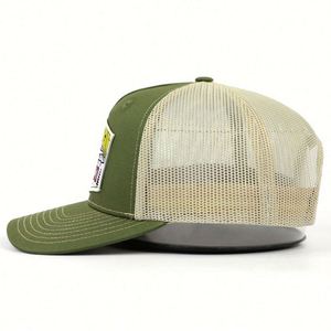 OEM China Manufacturer Mesh Back Slightly Curved Brim Youth Trucker <b>Hat</b>, Custom Woven Patch Green Breathable Trucker Cap - Product Image 3