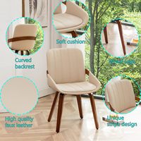 Ensemble de 4 chaises de salle à manger en similicuir de style moderne du milieu du siècle, sans accoudoirs, avec pieds en bois naturel robustes, pour la maison, le bureau ou l'appartement