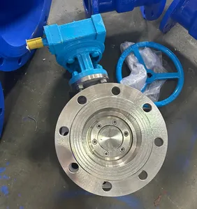 Chain Wheel Stainless Steel DN400 16inch Class 150 Offset Double Eccentric Flange Butterfly Valve