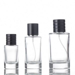 Cylinder Clear Glass 30ml 50ml 100ml Luxury <b>Perfume</b> <b>Bottle</b> with Screen Printing Custom Logo Pump Sprayer <b>Sample</b> Available - Product Image 5