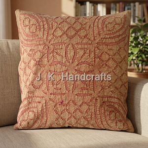 Housse de coussin en coton uni faite à la main en Inde - Product Image 3