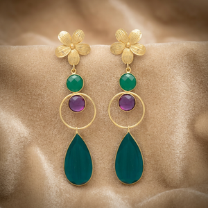 Silver Handmade Gemstone Drop <b>Earrings</b> Gold Plated Boho Engagement Fashion <b>Earrings</b> - Product Image 2