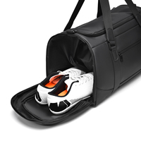 Sac de sport robuste en PVC composite pour le sport, noir mat, avec compartiment pour chaussures, sac de voyage