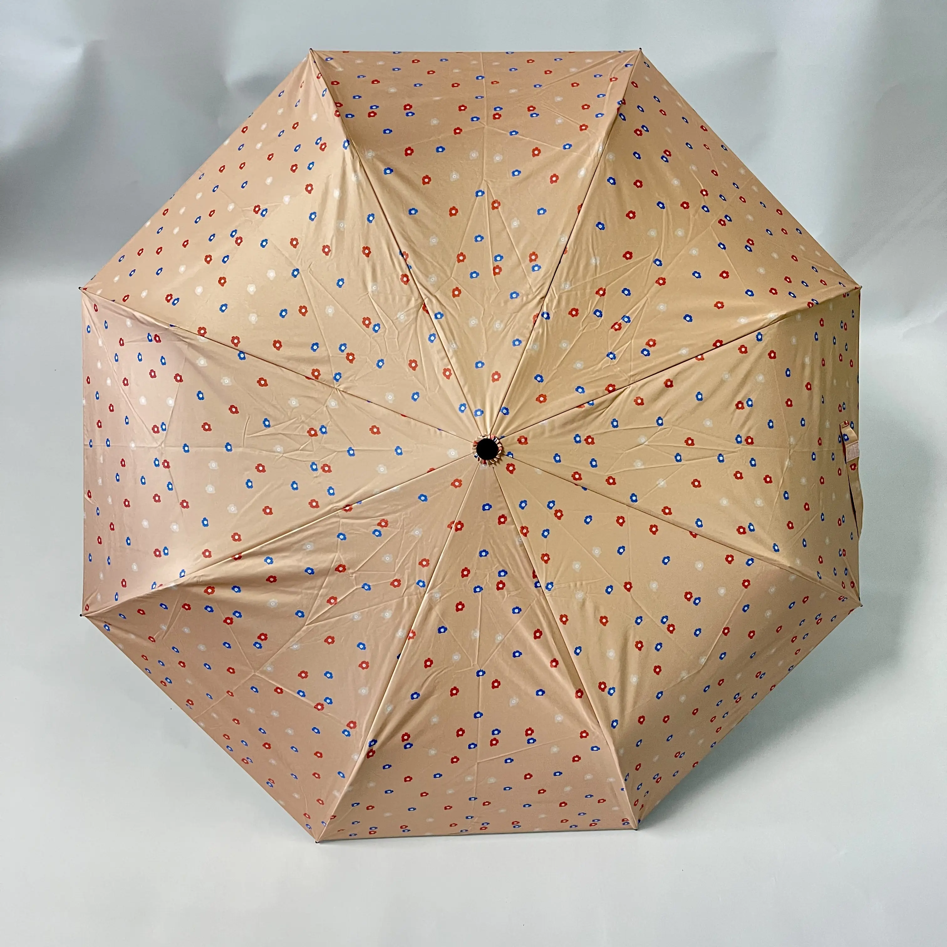Parapluie de soleil pour hommes et femmes, impression florale, avec revêtement uv, 3 plis promotionnels