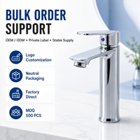 Robinet de lavabo en alliage de zinc, monocommande, chromé, eau froide, pour salle de bain, à poser sur le comptoir, cartouche céramique, OEM ODM