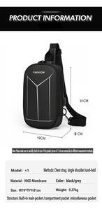 时尚批发多功能防盗大号男士牛津防水USB口密码锁斜挎包胸包 - Product Image 2