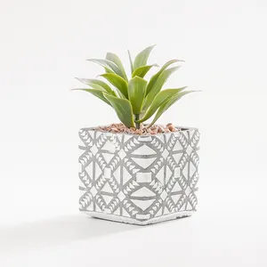 Wholesale Custom Design Nordic Ceramic Garden Items Plant Pots White Gray Cement Succulents Flower Pots