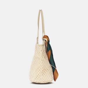 Bolso de playa de tela de malla con asa de paño, forro de algodón y diseño de parte superior ancha y parte inferior estrecha - Product Image 2