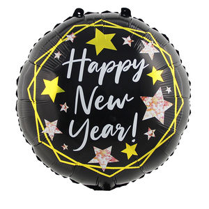 سعيد السنة الجديدة تصميم 18 بوصة الألومنيوم بالونات قابلة للنفخ السنة الجديدة ل حزب الديكور احباط البالونات - Product Image 3