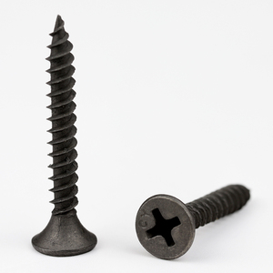 100 unids/bolsa tornillo de paneles de yeso de acero al carbono negro M3.5 M4 Phillips Cruz cabeza plana autorroscante tornillos de <span class=keywords><strong>madera</strong></span> para paneles de yeso hilo grueso - Product Image 1
