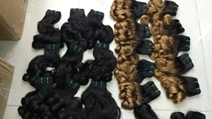 Mèches de cheveux vierges vietnamiens, tissage de cheveux humains, ondulations rebondissantes, double trame, double épaisseur, noir naturel - Product Image 1