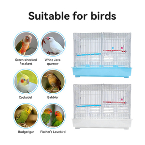 GA-2461 Cage pliable en métal pour oiseaux à dessus plat gain de place 4 mangeoires incluses - Product Image 2