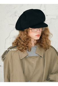 Berretto personalizzabile in puro cotone per l'autunno e l'inverno, Versatile ed elegante, piccolo stile di giornale, cappello per bambini per le donne - Product Image 5