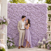 Décoration murale florale violette en soie artificielle pour toile de fond de mariage 8ft x 8ft personnalisable 3D de luxe pour célébration de mariage