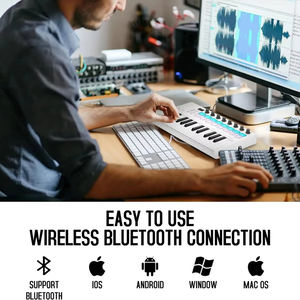 M-WAVE de clavier <span class=keywords><strong>MIDI</strong></span> USB à 25 touches avec 16 pads de batterie rétro-éclairés Bluetooth clavier dynamique professionnel semi-lesté - Product Image 4