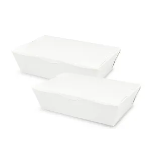 工厂供应商环保食品级白色午餐盒，中等尺寸，可定制印刷