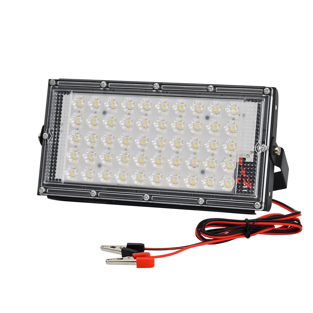 Dc 12V lũ LED ánh sáng thị trường ban đêm cắm trại ánh sáng đèn 50W Alligator Clip LED Flood Spot ánh sáng mới siêu sáng ngoài trời 80