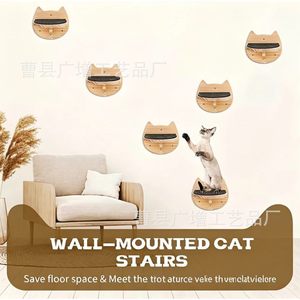Wooden Cat Wall Mounted Climbing <b>Frame</b> Solid Wood Cat <b>Play</b> Platform Anti Slip Durable Easy To Assemble Safe For Indoor Cats - Product Image 2