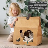 Maison pour chat en papier kraft lavable et écologique, villa pliable pour animaux de compagnie, grand lit-griffoir pour chat, meuble pour animaux de compagnie durable de style appartement
